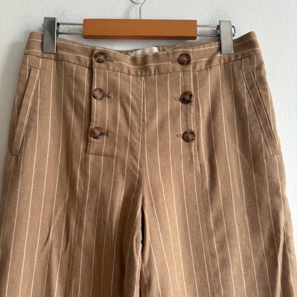 Sezane Sz 6 (38) Parisian Tan Pin Stripes Wool Blend Straight Leg Pants - Picture 3 of 7